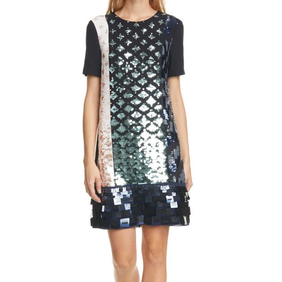 Tory Burch Color-Block Sequined T-Shirt Dress - Size 2 - Picture 1 of 7